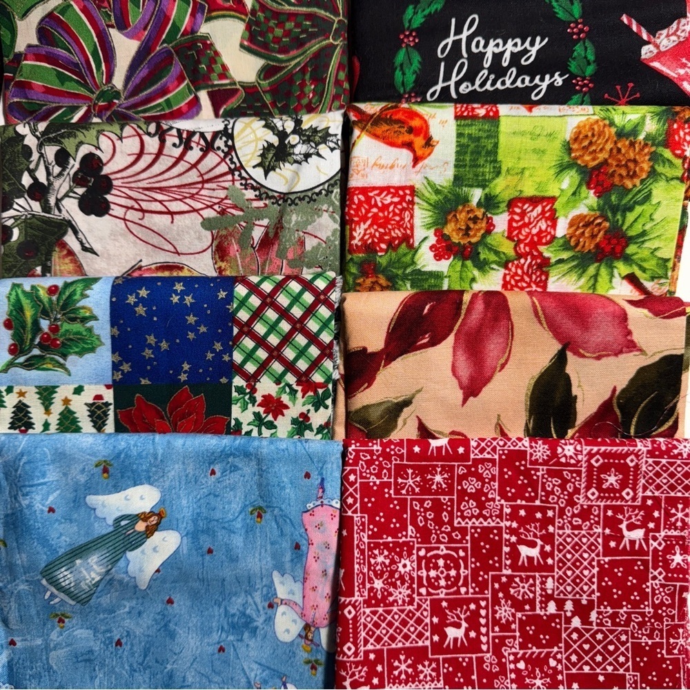 8 fat quarters Festive Holiday cotton Fabric Bundle #24